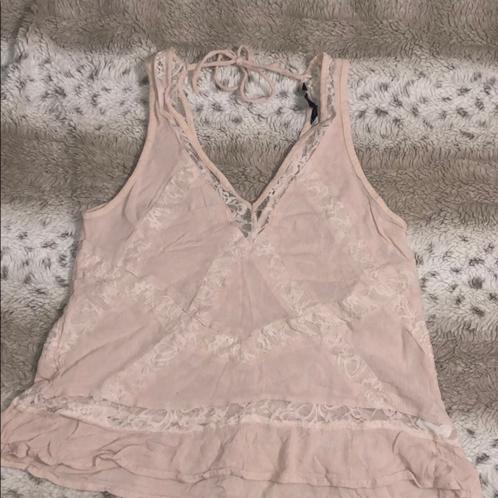 Blush pink lace blouse